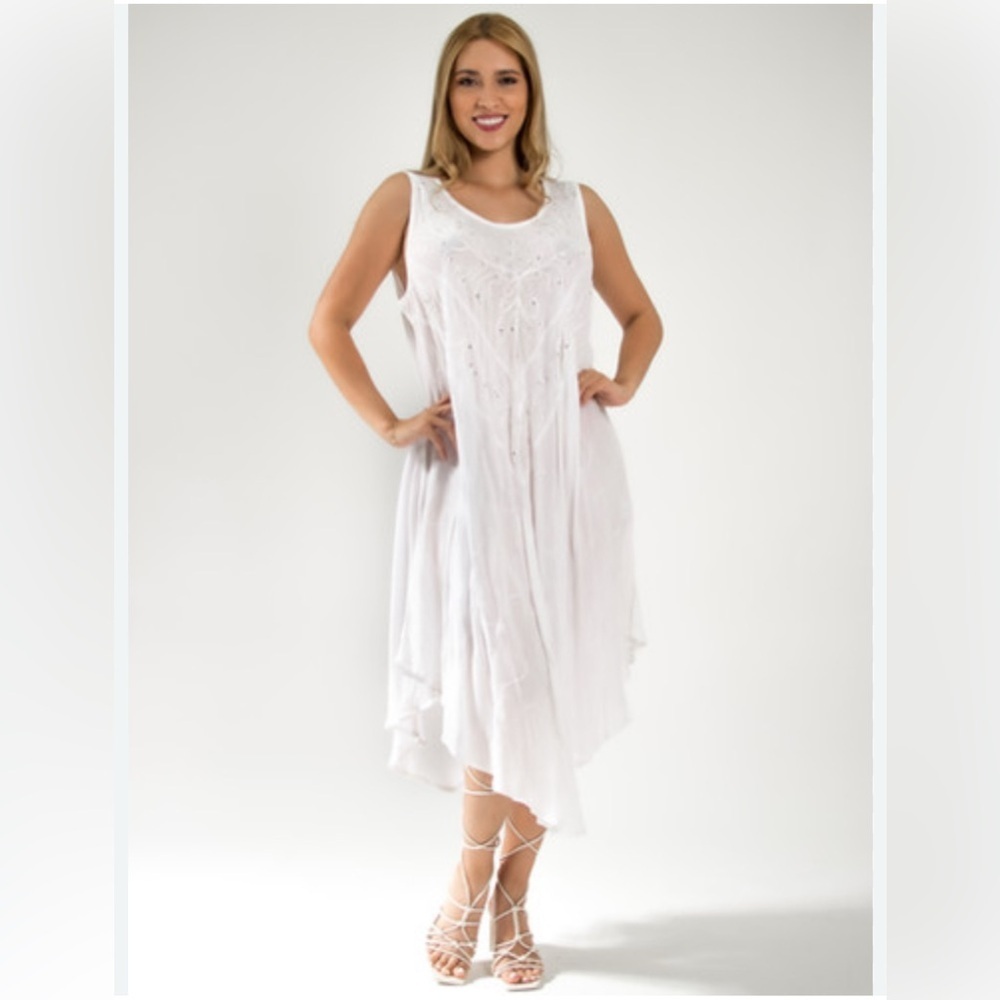 Exist White Asymmetrical Scoop Neck Sundress